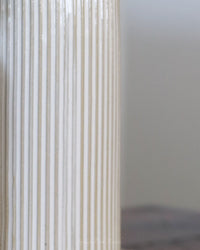 White Line Engraved Ceramic Vase