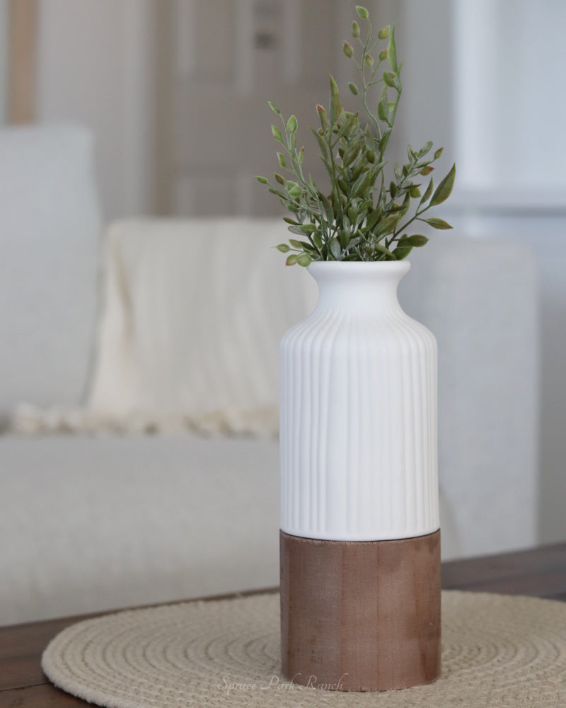 Natural and White Layered Lighted Vase
