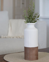 Natural and White Layered Lighted Vase
