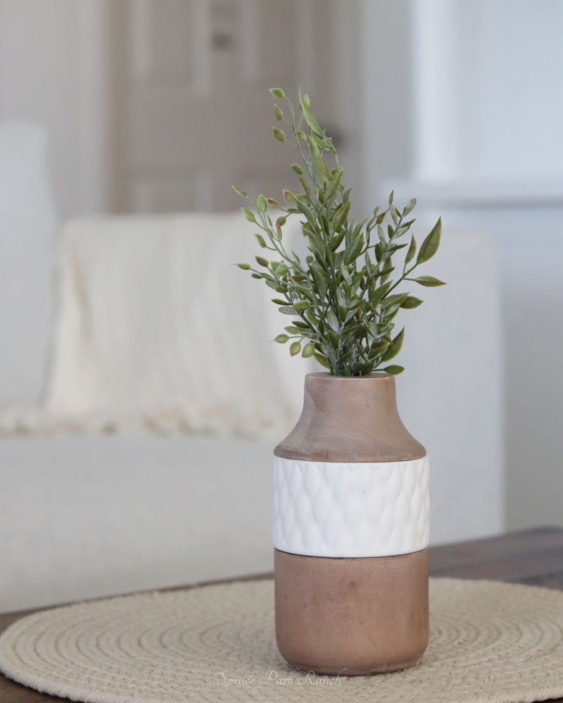 Natural and White Layered Lighted Vase