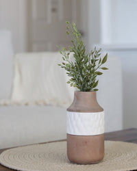 Natural and White Layered Lighted Vase