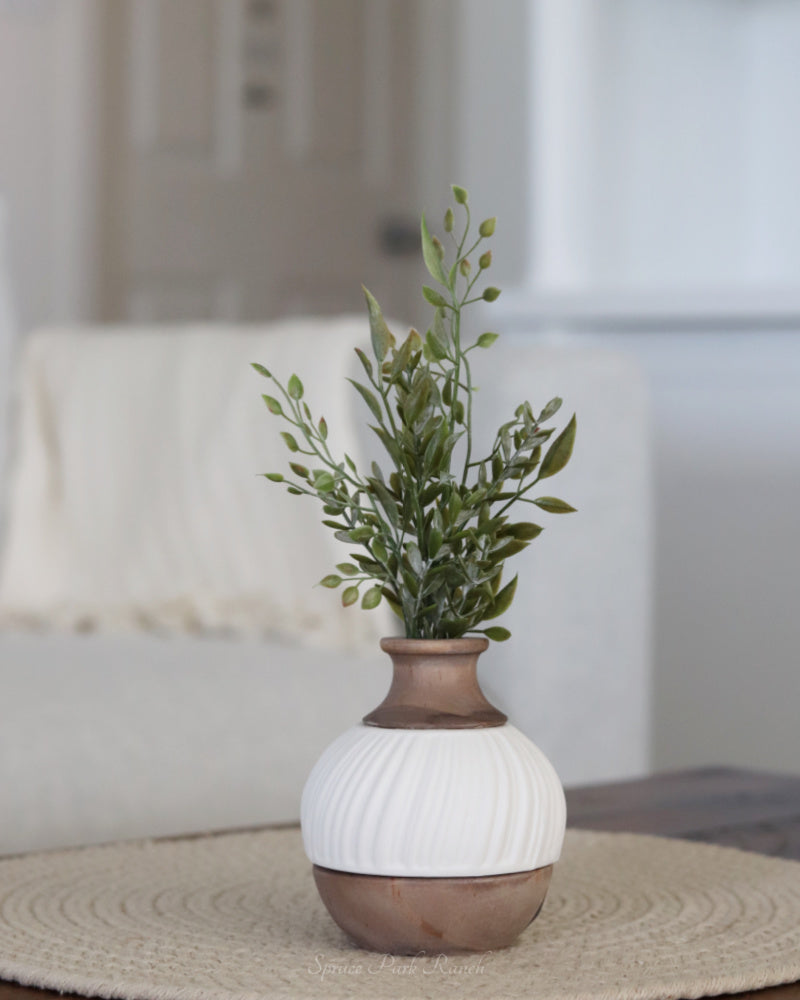Natural and White Layered Lighted Vase