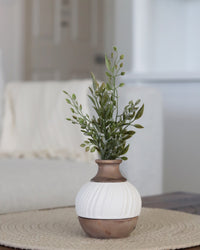 Natural and White Layered Lighted Vase