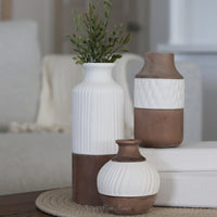 Natural and White Layered Lighted Vase