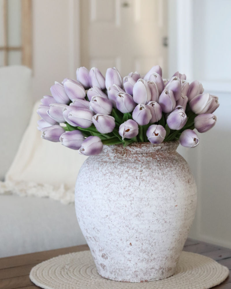 Distressed White Ceramic Vase