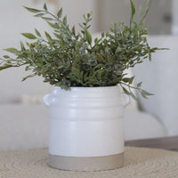 White Ceramic Vase With Handles and Natural Base