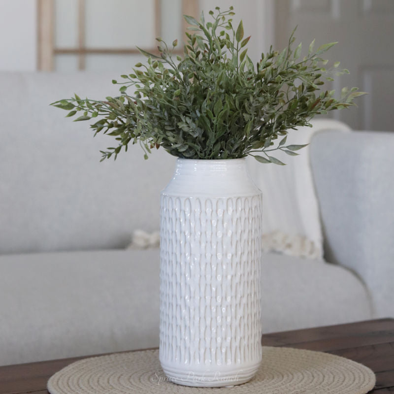 White Embossed Porcelain Vase