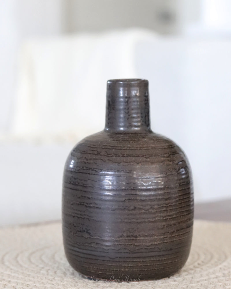 Brown Narrow Neck Porcelain Vase
