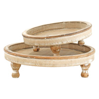 Distressed Natural Wood Tray With Feet