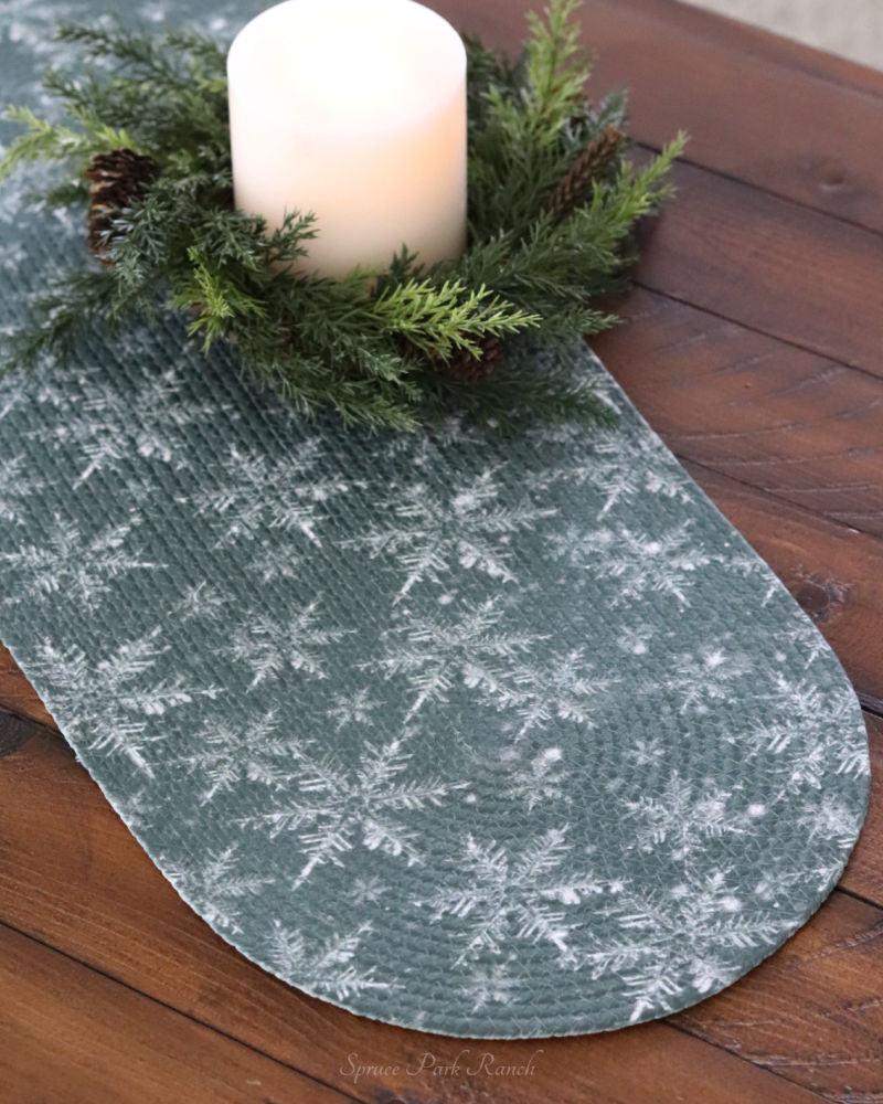 Whispering Winter Oval Table Runner 24"L