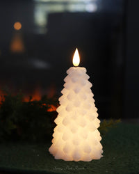 White LED Glitter Christmas Tree Candle