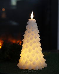 White LED Glitter Christmas Tree Candle