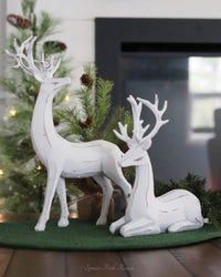White Distressed Resin Deer