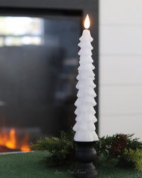 White LED Glitter Christmas Tree Taper Candle