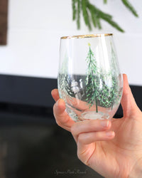 Winter Trees Stemless Wine Glass
