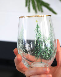 Winter Trees Stemless Wine Glass