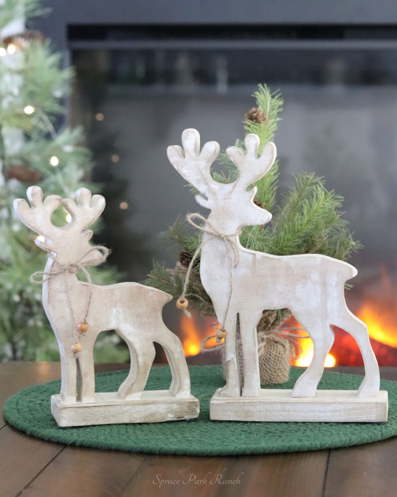 Wood Reindeer on Stand