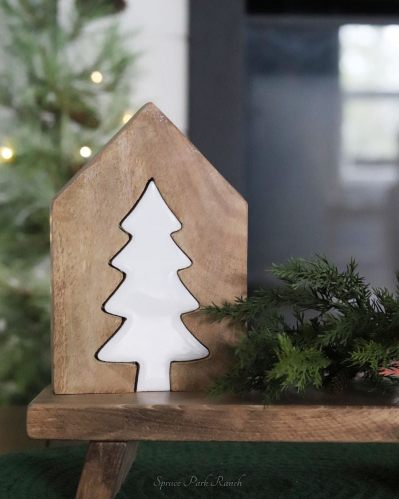 Layered House and Tree Wood Block Set