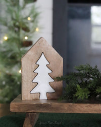 Layered House and Tree Wood Block Set