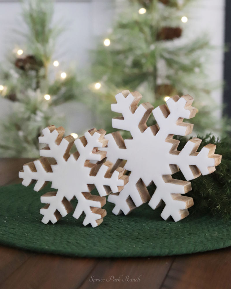 Wood Enamel Snowflake Block