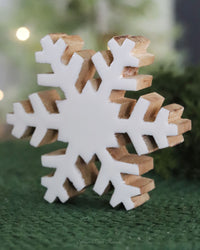 Wood Enamel Snowflake Block