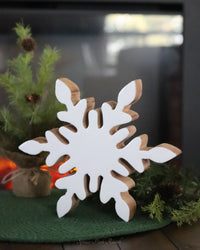White Enamel Mango Wood Snowflake