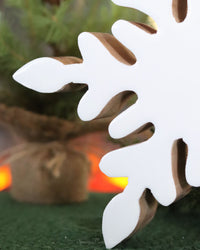 White Enamel Mango Wood Snowflake