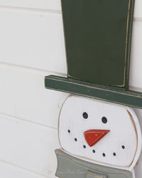 Green Scarf Wood Snowman Tall