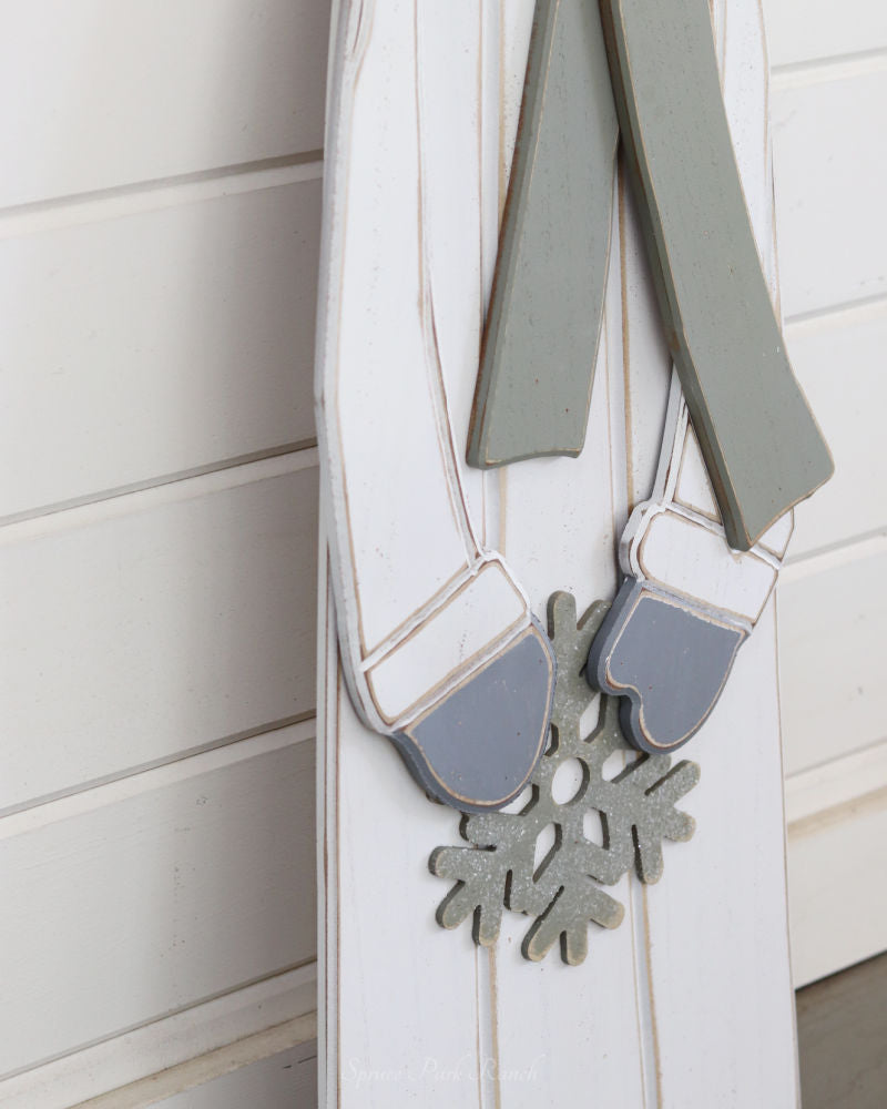 Green Scarf Wood Snowman Tall