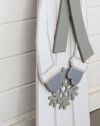 Green Scarf Wood Snowman Tall