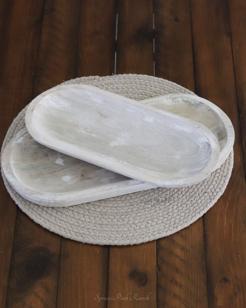 Whitewashed Wooden Tray