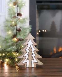 Mango Wood Enamel Layered Tree Cutout