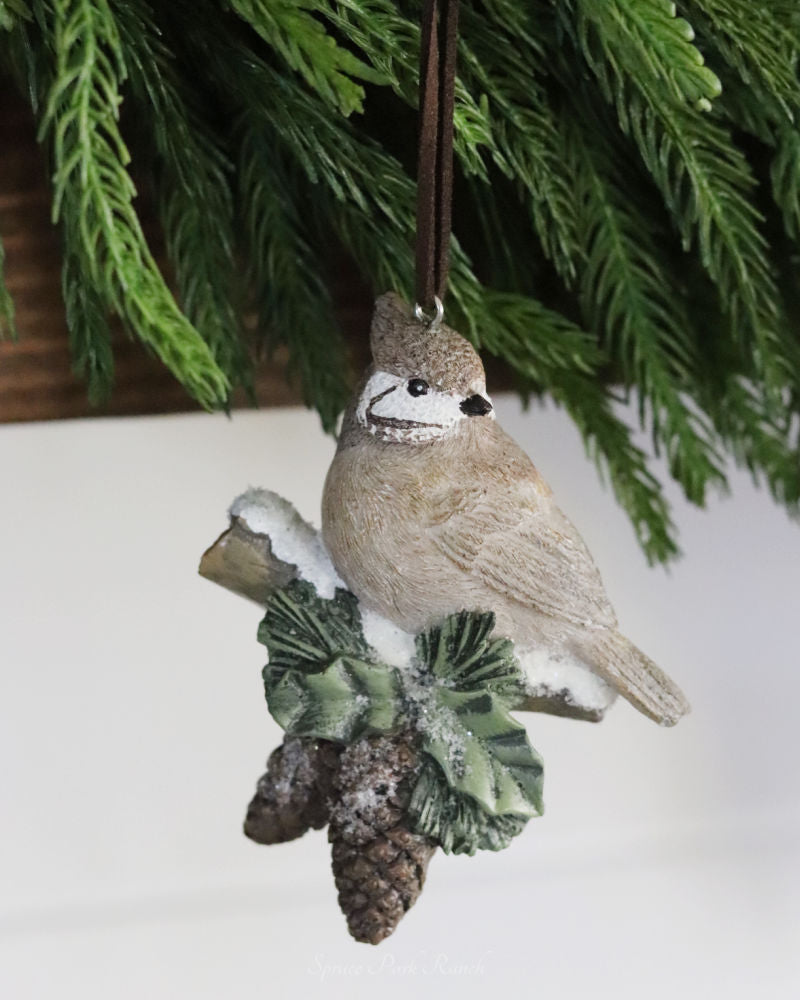 Woodland Fauna on Pinecone Ornament