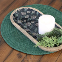 Woodland Pines Mango Wood Tray Black 15"