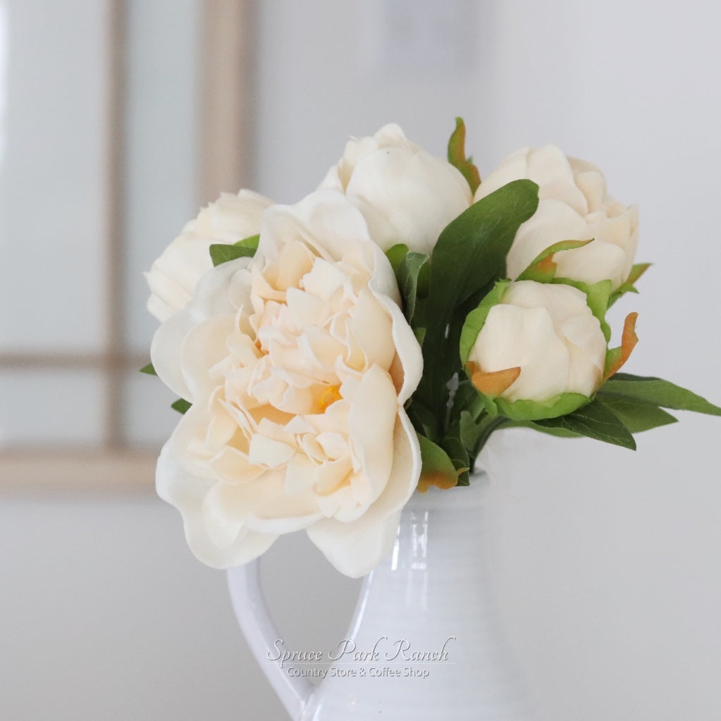 Floret Cream Peony Bundle Real Touch 12"