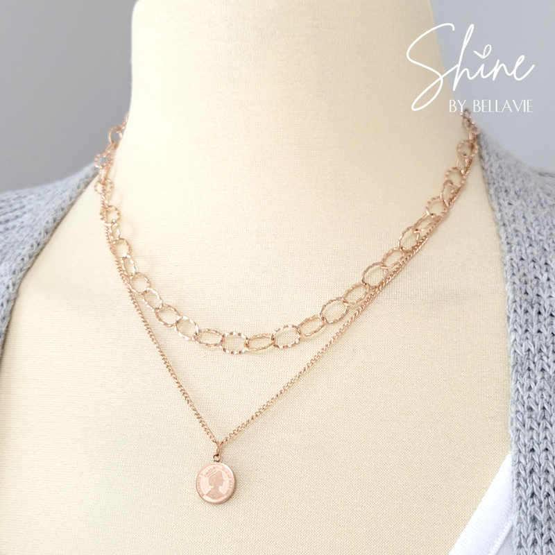 Gold layered coin necklace deals