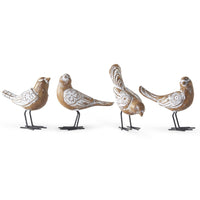 Whitewashed Resin Carved Birds
