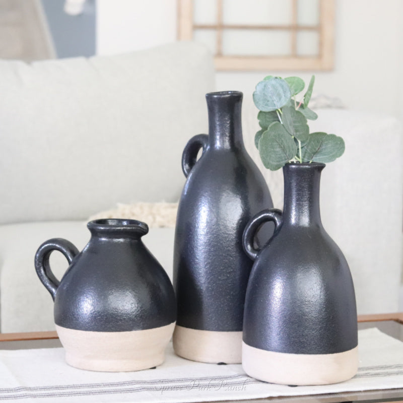 Two Tone Black Ceramic Jug Large