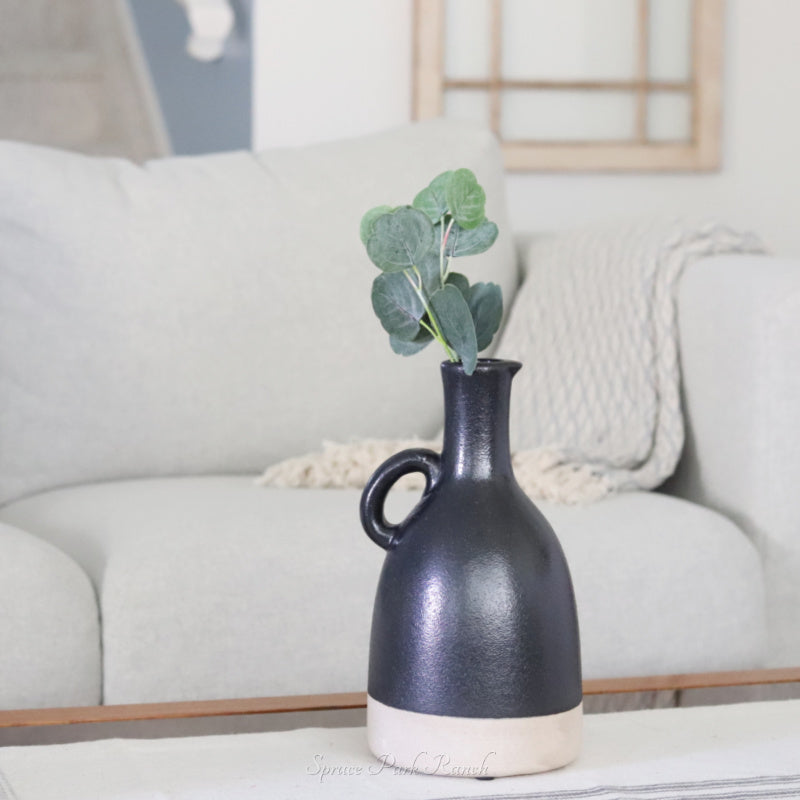 Two Tone Black Ceramic Jug Large