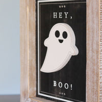 Reversible Wood Boo and Snow Sign