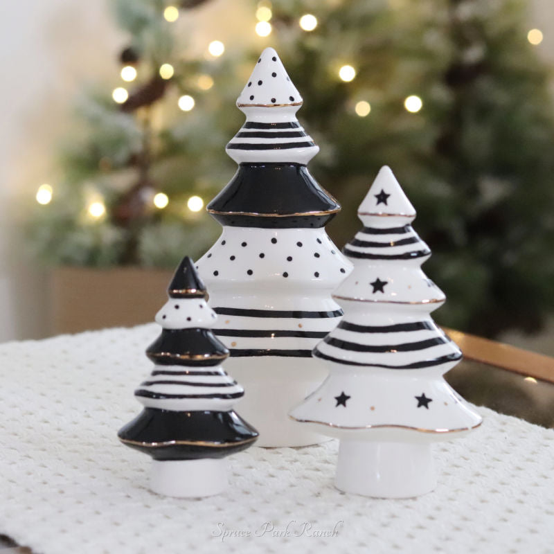 Black and White Patterned Ceramic Tree