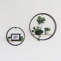 Wood and Metal Open Circular Shelf