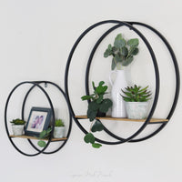 Wood and Metal Open Circular Shelf