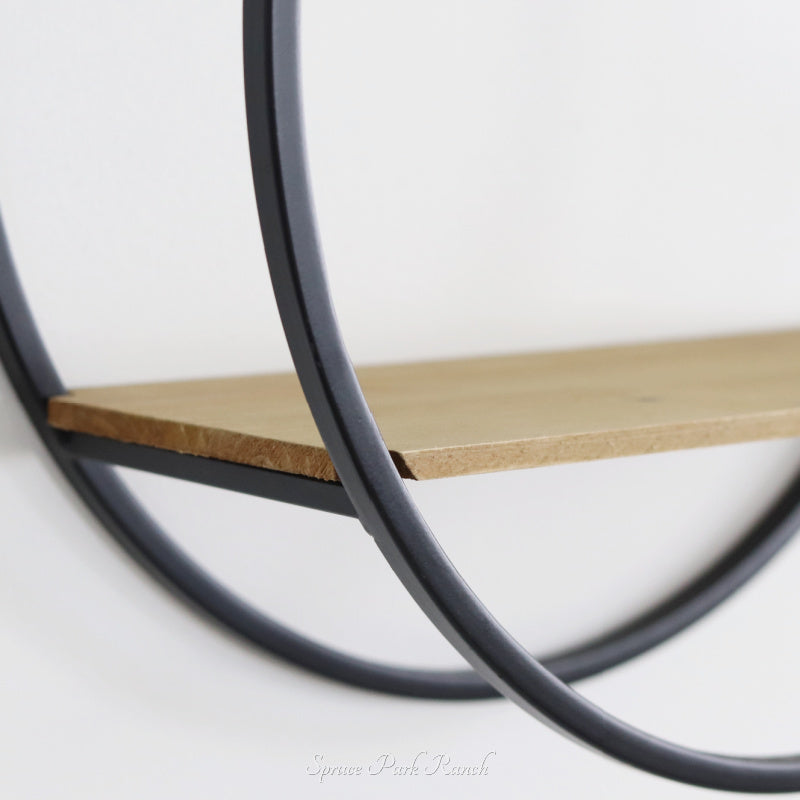 Wood and Metal Open Circular Shelf