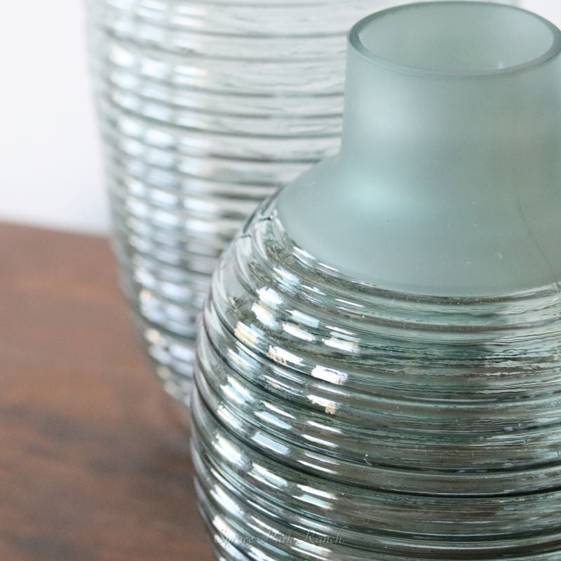 Frosted Sage Ribbed Vase