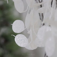 White Glitter Silver Dollar Eucalyptus Pick 29"L