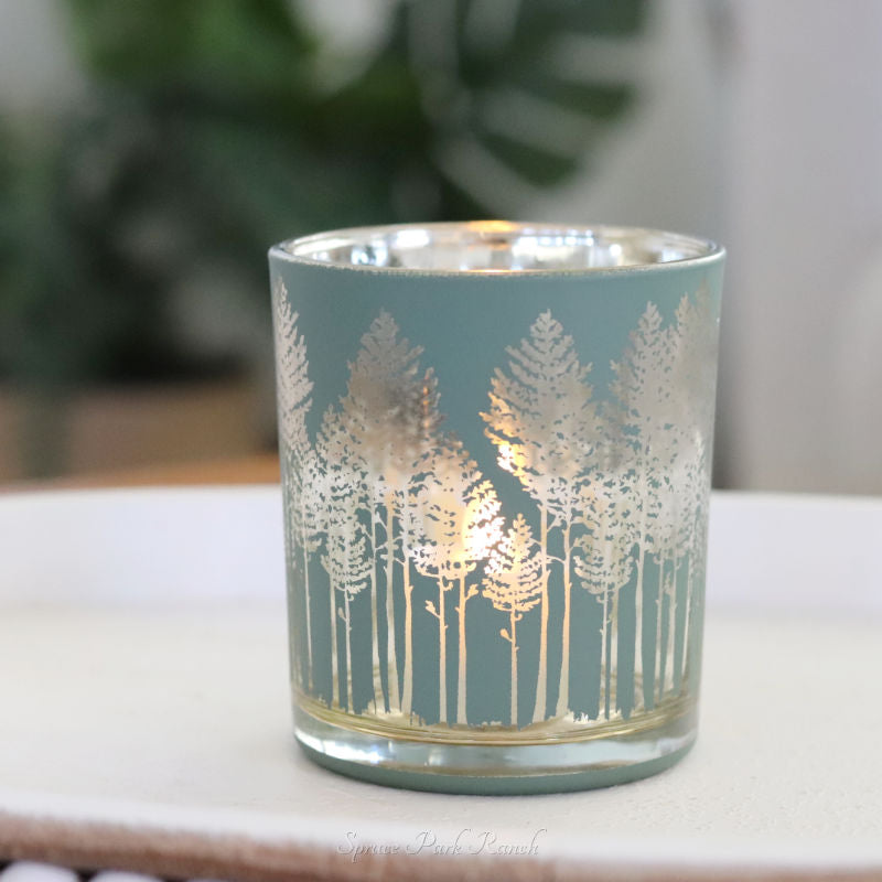 Green and Silver Tree Candle Holder