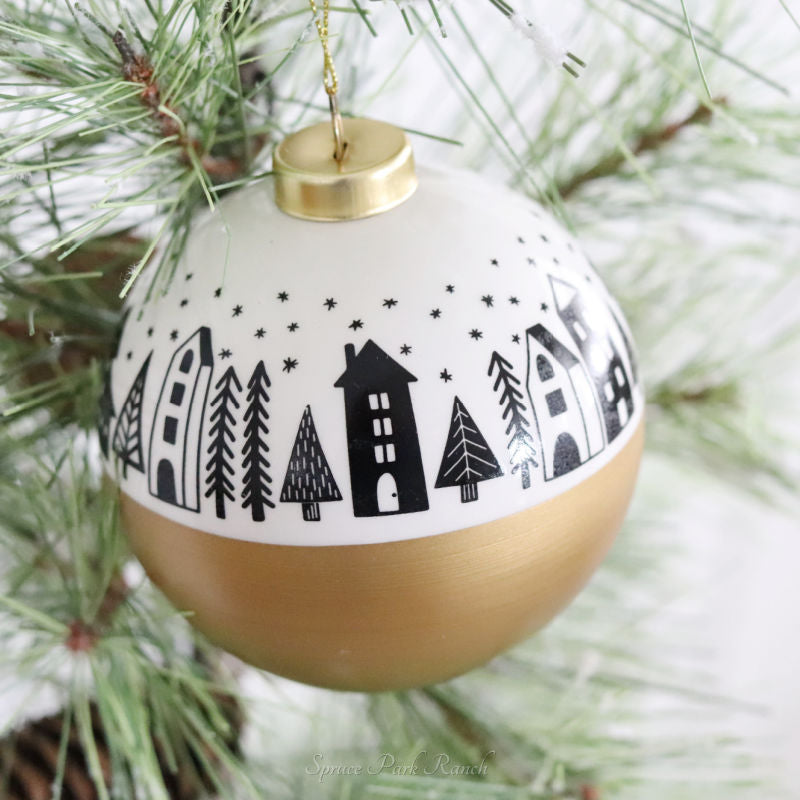 Black and Gold Holiday Pattern Ornament