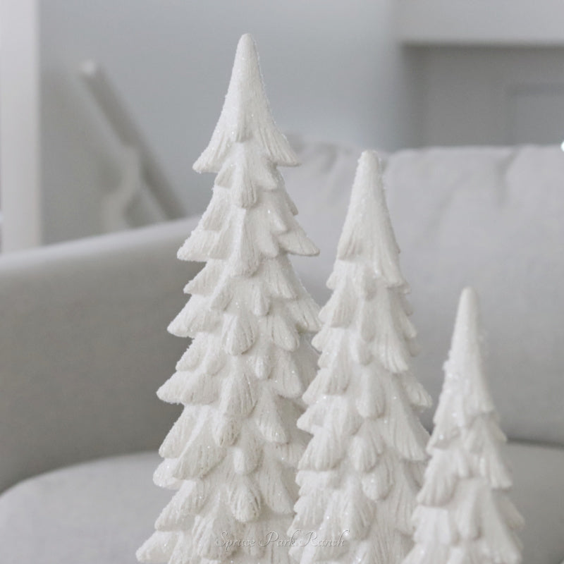 White Resin Snowy Christmas Tree