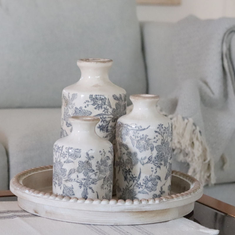 White and Grey Floral Vase